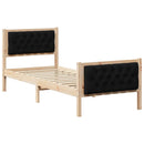 vidaXL Ágykeret fejtámlával Fekete 80 x 200 cm Tömör fenyőfa