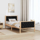 vidaXL Ágykeret fejtámlával Fekete 90 x 190 cm Tömör fenyőfa
