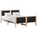 vidaXL Ágykeret fejtámlával Barna és fekete 135 x 190 cm Tömör fenyőfa