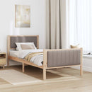 vidaXL Ágykeret fejtámlával Barna és taupe 90 x 200 cm Tömör fenyőfa