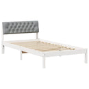 vidaXL Ágykeret Fehér és világosszürke 100 x 200 cm Tömör fenyőfa