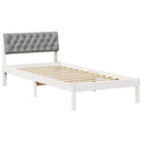vidaXL Ágykeret Fehér és világosszürke 90 x 200 cm Tömör fenyőfa