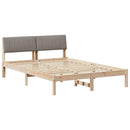 vidaXL Ágykeret fejtámlával Barna és taupe 135 x 190 cm Tömör fenyőfa