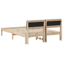 vidaXL Ágykeret fejtámlával Barna és taupe 135 x 190 cm Tömör fenyőfa