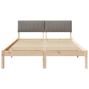 vidaXL Ágykeret fejtámlával Barna és taupe 135 x 190 cm Tömör fenyőfa