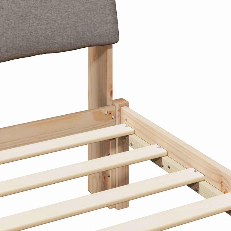 vidaXL Ágykeret fejtámlával Barna és taupe 80 x 200 cm Tömör fenyőfa