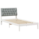 vidaXL Ágykeret Kárpitozott Fejtámlával fejtámlával Fehér 100 x 200 cm