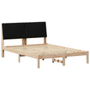 vidaXL Ágykeret fejtámlával Barna 135 x 190 cm Tömör fenyőfa
