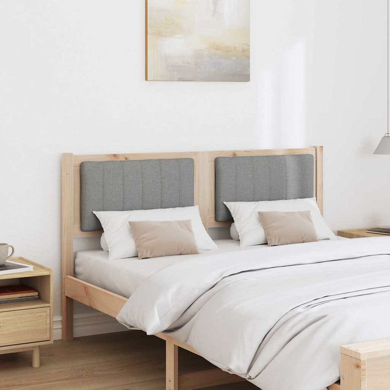 vidaXL Kárpitozott fejtámla fejtámlával Barna 135 cm Tömör fenyőfa