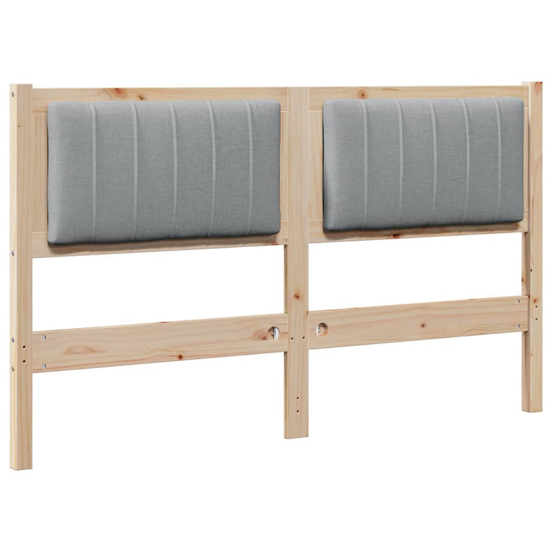 vidaXL Kárpitozott fejtámla fejtámlával Barna 135 cm Tömör fenyőfa