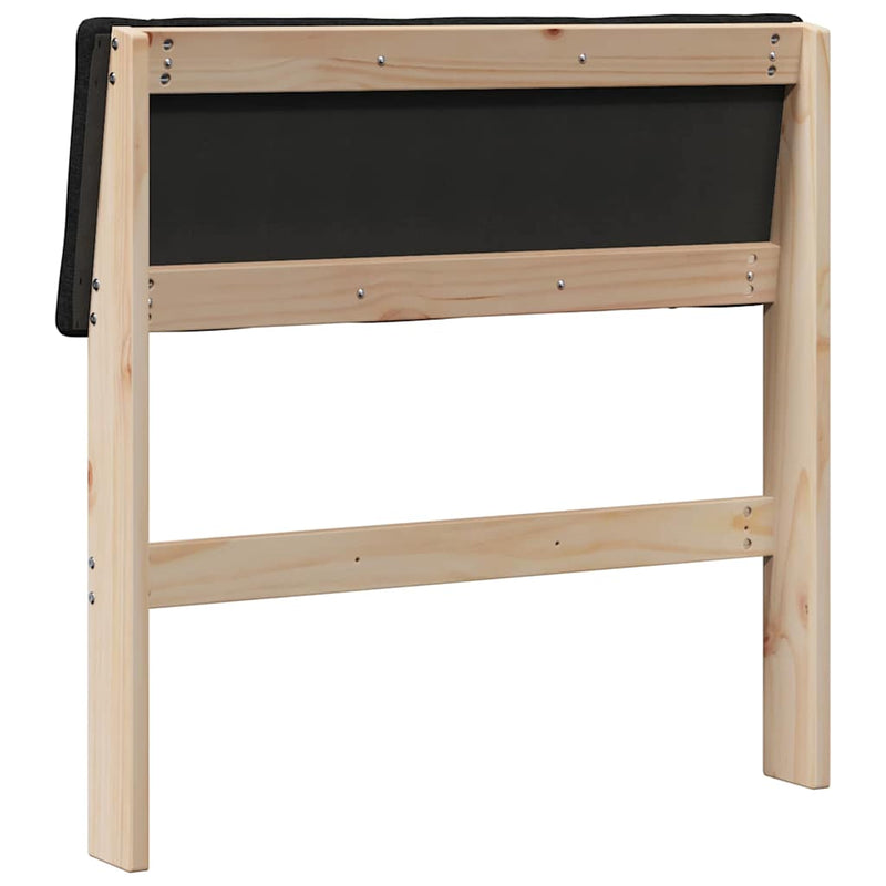 vidaXL Kárpitozott fejtámla Fekete 80 cm Tömör fenyőfa
