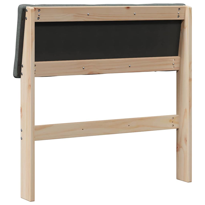 vidaXL Kárpitozott fejtámla Sötétszürke 75 cm Tömör fenyőfa