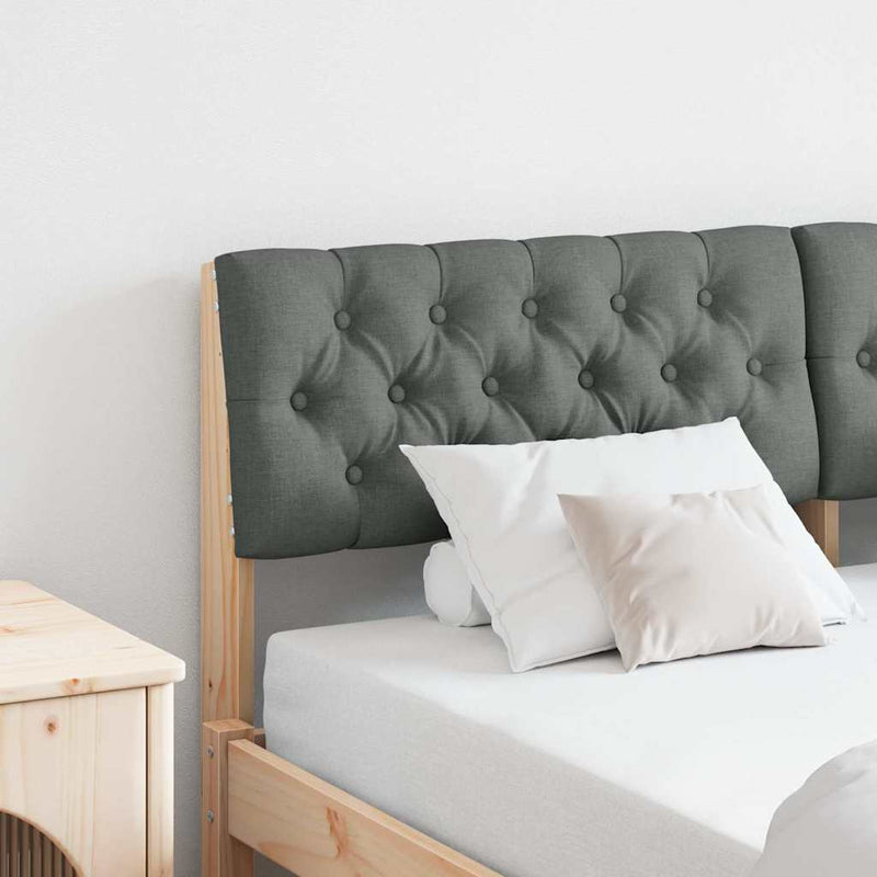 vidaXL Kárpitozott fejtámla Sötétszürke 135 cm Tömör fenyőfa