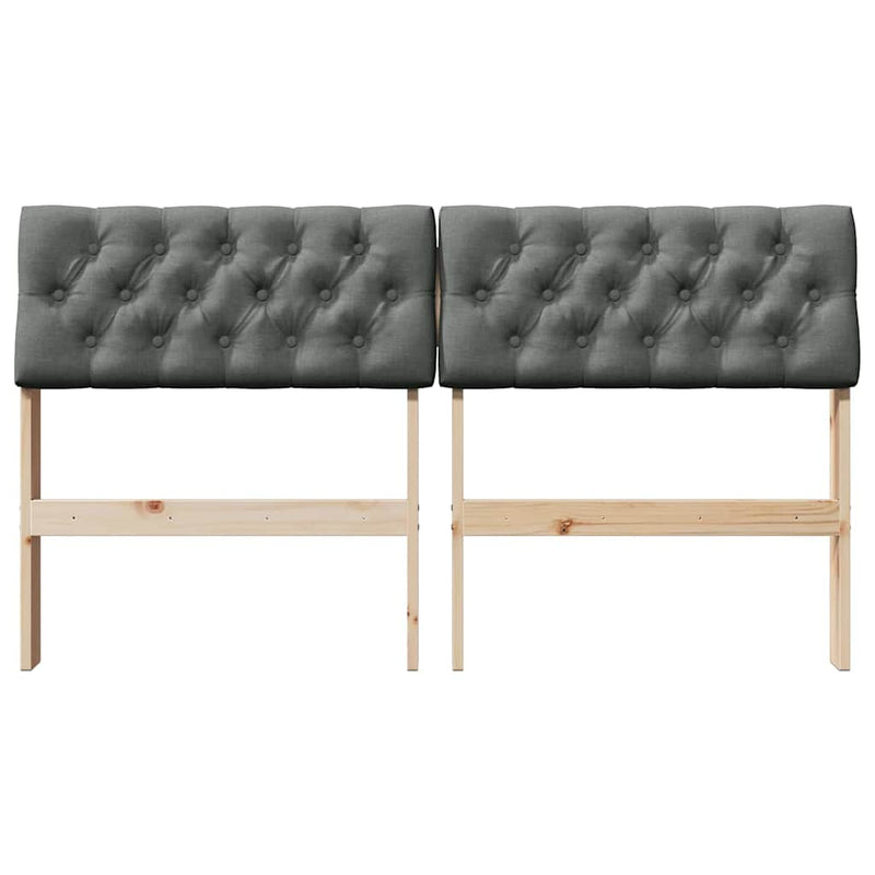 vidaXL Kárpitozott fejtámla Sötétszürke 135 cm Tömör fenyőfa