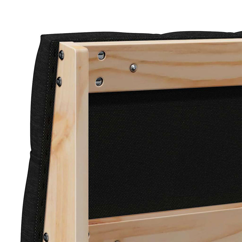 vidaXL Kárpitozott fejtámla Fekete 135 cm Tömör fenyőfa