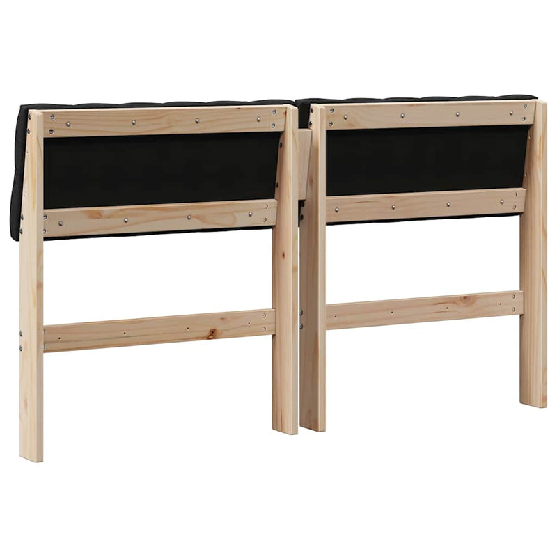 vidaXL Kárpitozott fejtámla Fekete 135 cm Tömör fenyőfa