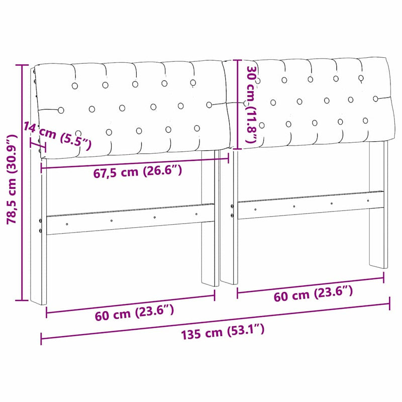 vidaXL Kárpitozott fejtámla Tópszínű 135 cm Tömör fenyőfa