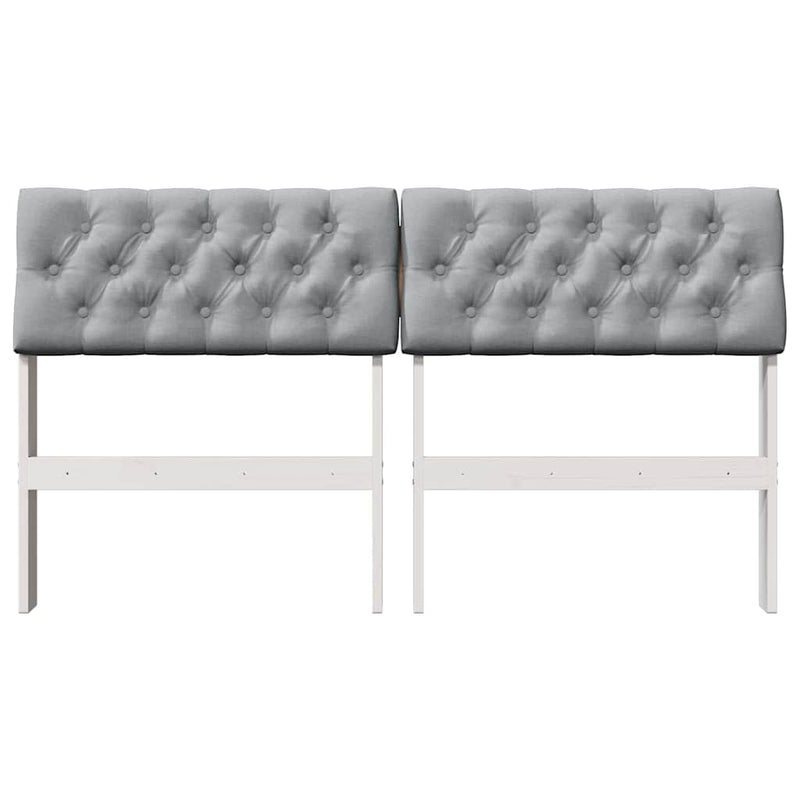 vidaXL Kárpitozott fejtámla Világosszürke 135 cm Tömör fenyőfa