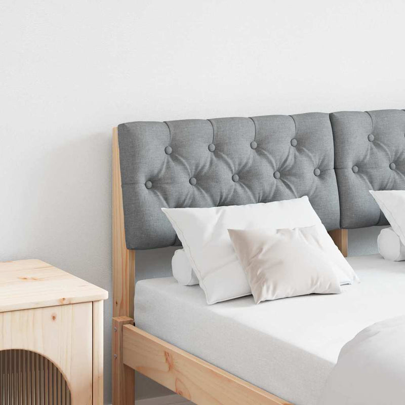 vidaXL Kárpitozott fejtámla Világosszürke 120 cm Tömör fenyőfa