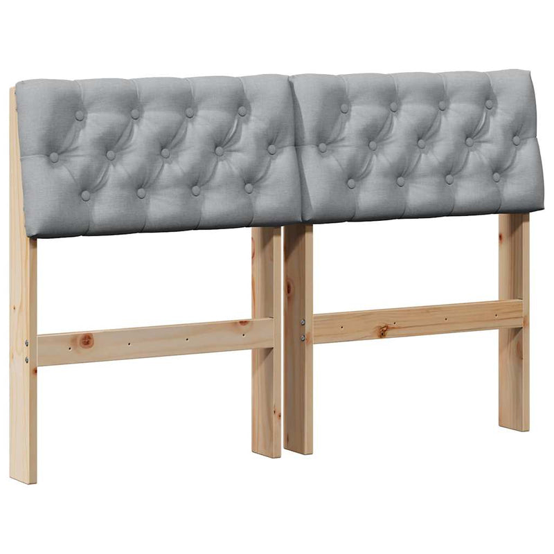 vidaXL Kárpitozott fejtámla Világosszürke 120 cm Tömör fenyőfa
