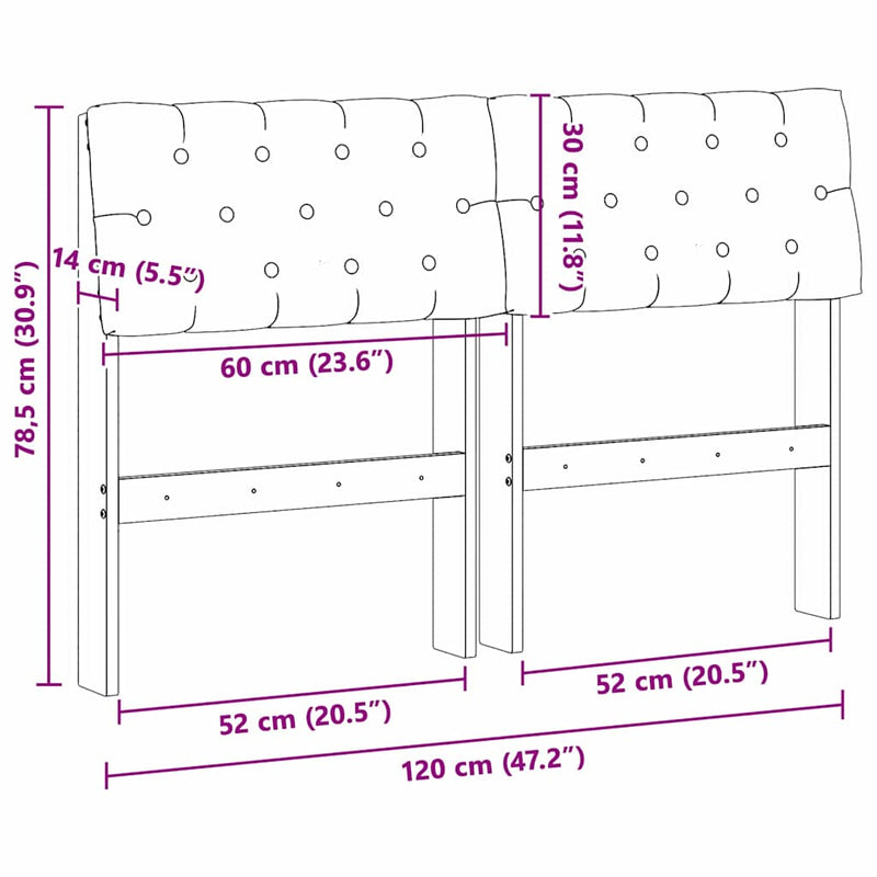vidaXL Kárpitozott fejtámla Tópszínű 120 cm Tömör fenyőfa
