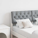 vidaXL Kárpitozott fejtámla Világosszürke 120 cm Tömör fenyőfa