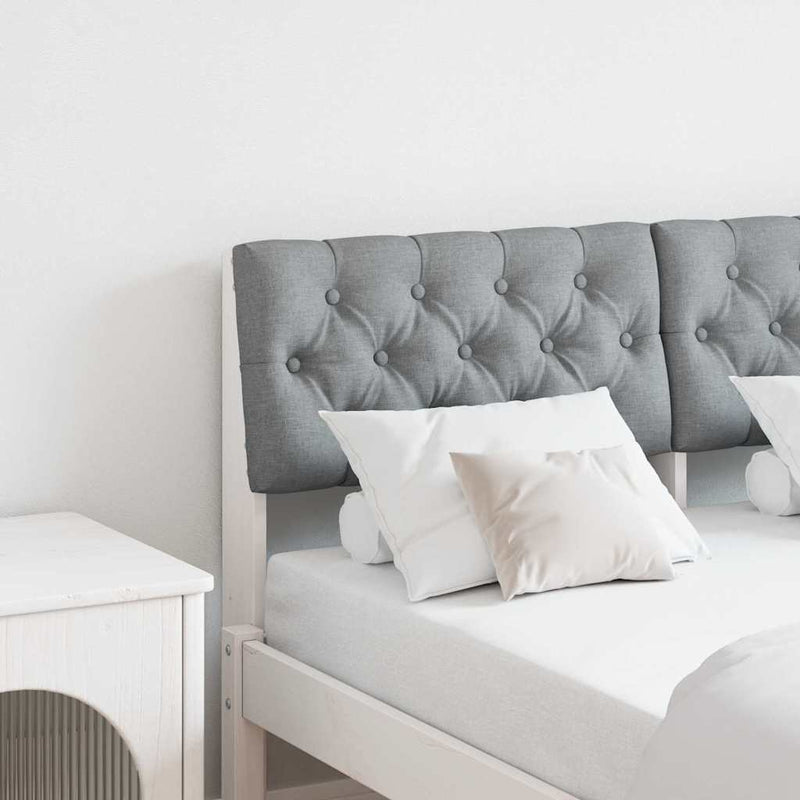 vidaXL Kárpitozott fejtámla Világosszürke 120 cm Tömör fenyőfa