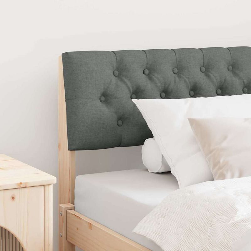 vidaXL Kárpitozott fejtámla Sötétszürke 100 cm Tömör fenyőfa