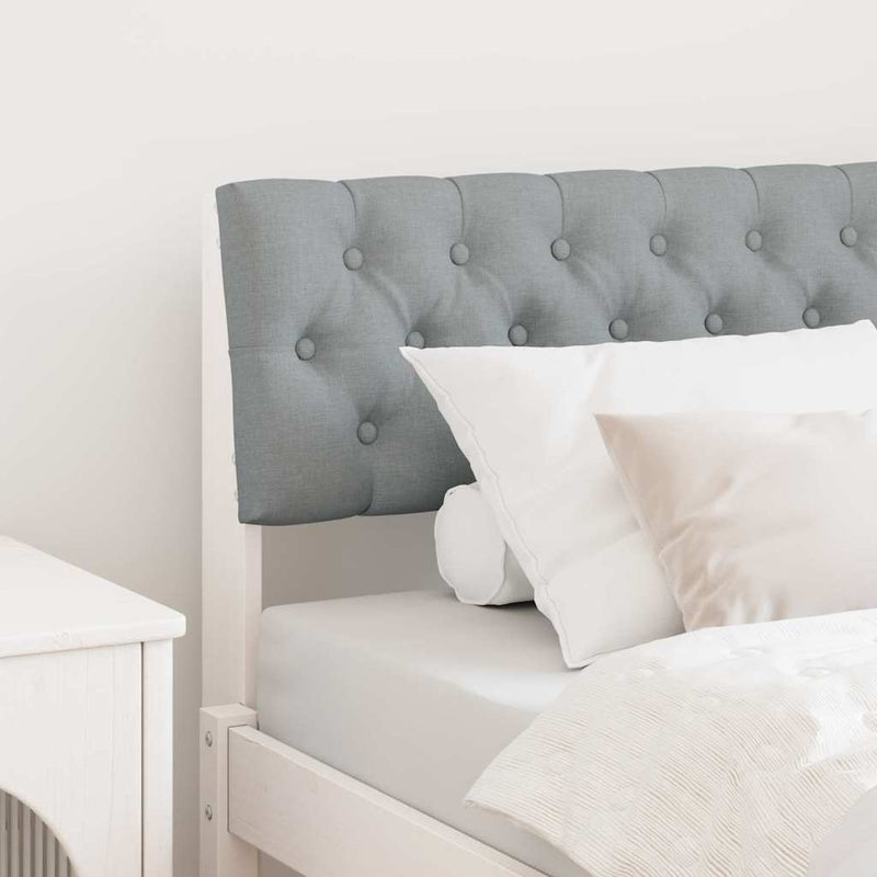 vidaXL Kárpitozott fejtámla Világosszürke 90 cm Tömör fenyőfa