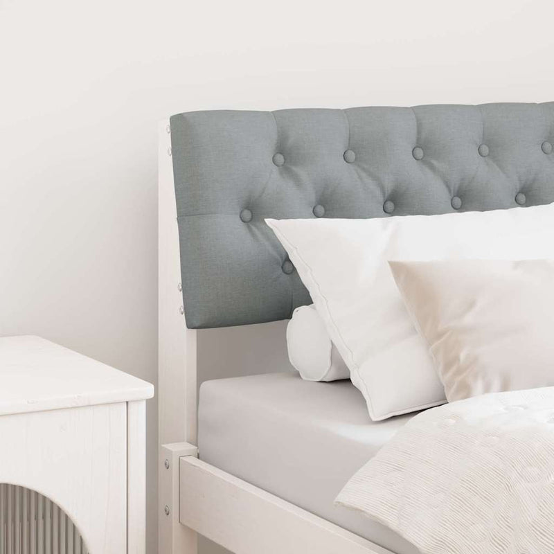 vidaXL Kárpitozott fejtámla Világosszürke 80 cm Tömör fenyőfa