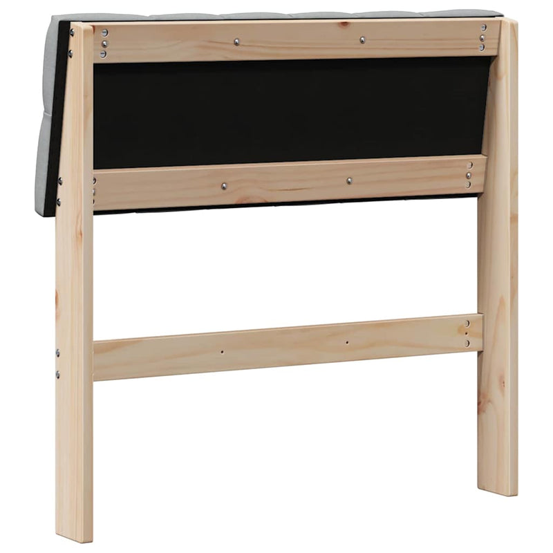 vidaXL Kárpitozott fejtámla Világosszürke 75 cm Tömör fenyőfa