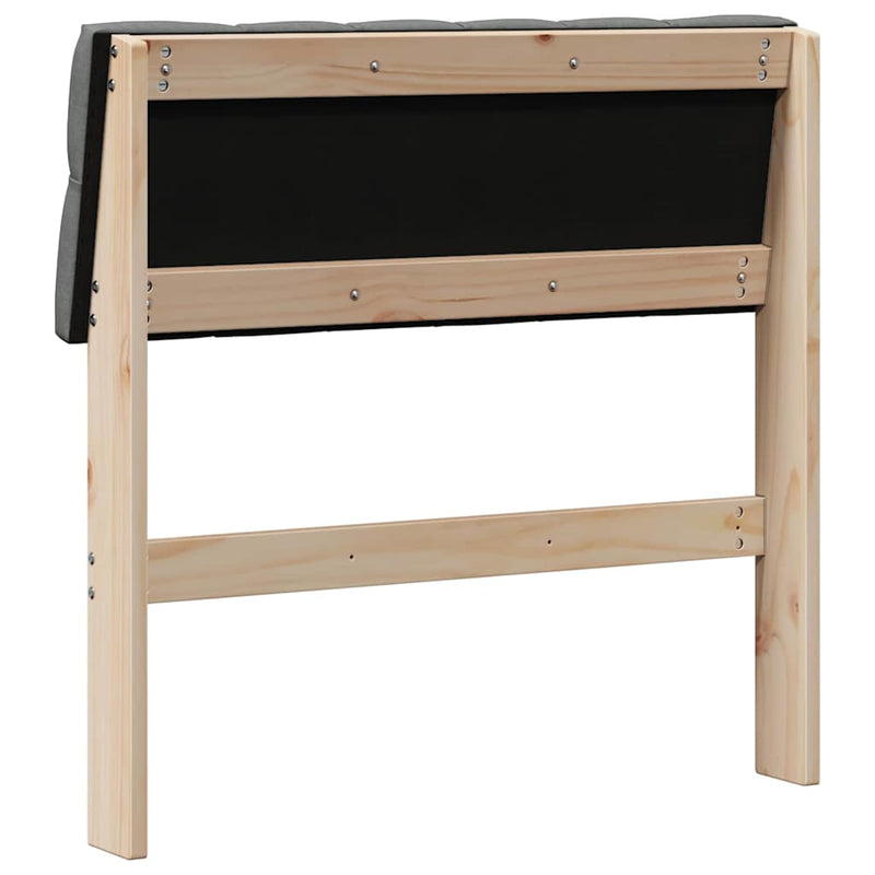 vidaXL Kárpitozott fejtámla Sötétszürke 75 cm Tömör fenyőfa