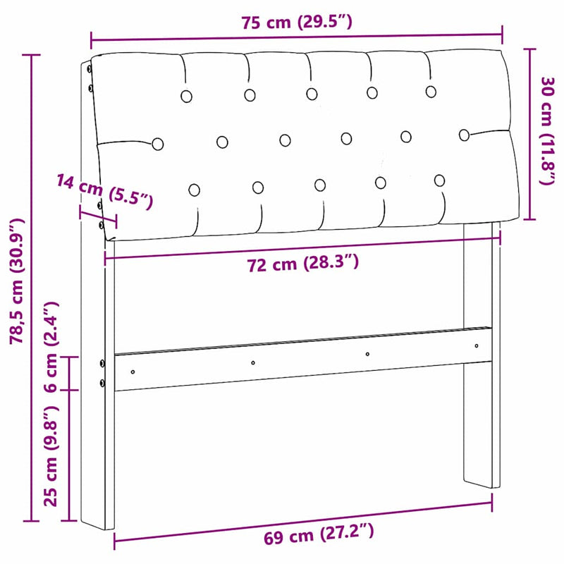 vidaXL Kárpitozott fejtámla Világosszürke 75 cm Tömör fenyőfa