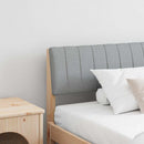 vidaXL Kárpitozott fejtámla Világosszürke 200 cm Tömör fenyőfa