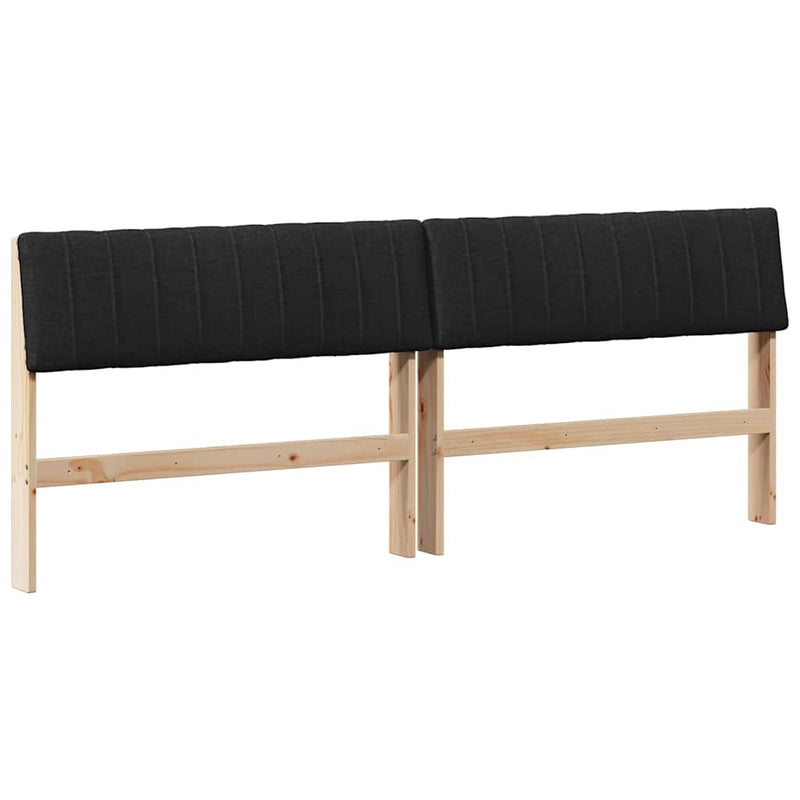 vidaXL Kárpitozott fejtámla Fekete 200 cm Tömör fenyőfa