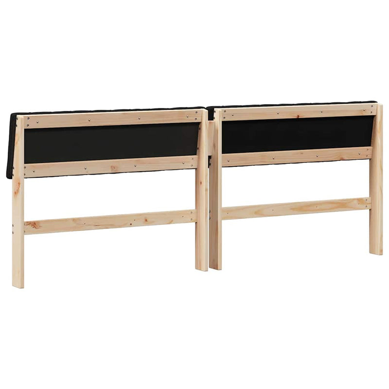 vidaXL Kárpitozott fejtámla Fekete 200 cm Tömör fenyőfa