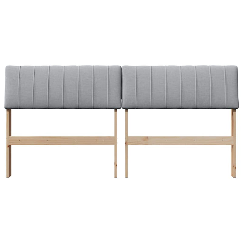 vidaXL Kárpitozott fejtámla Világosszürke 160 cm Tömör fenyőfa