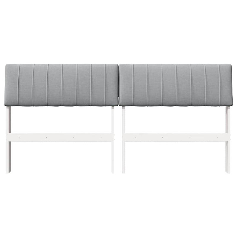 vidaXL Kárpitozott fejtámla Világosszürke 160 cm Tömör fenyőfa