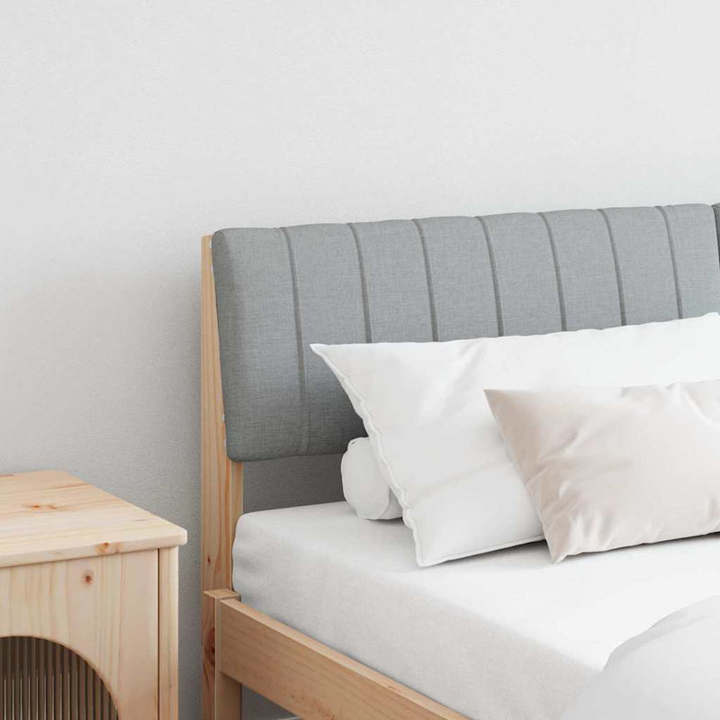 vidaXL Kárpitozott fejtámla Világosszürke 150 cm Tömör fenyőfa