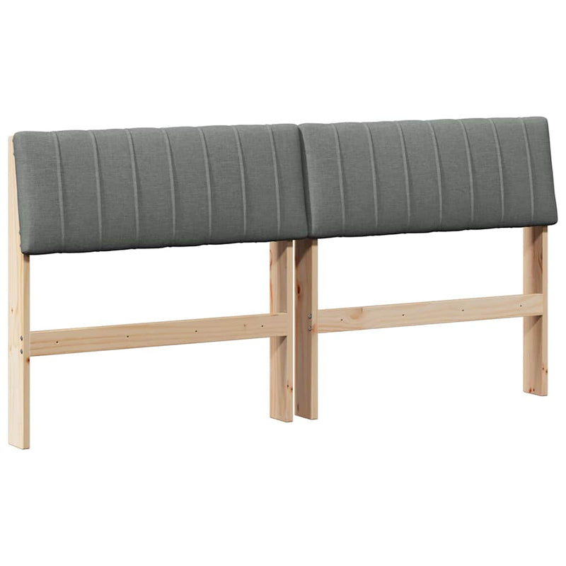 vidaXL Kárpitozott fejtámla Sötétszürke 150 cm Tömör fenyőfa