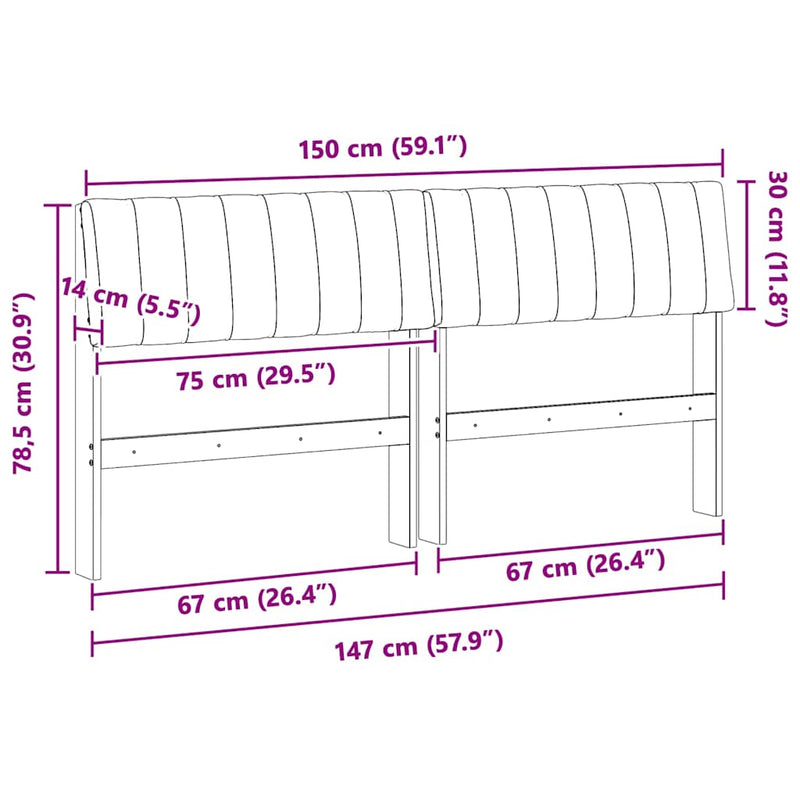 vidaXL Kárpitozott fejtámla Tópszínű 150 cm Tömör fenyőfa