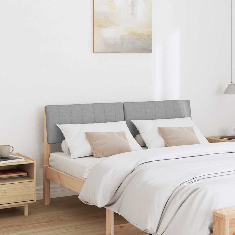 vidaXL Kárpitozott fejtámla Világosszürke 140 cm Tömör fenyőfa