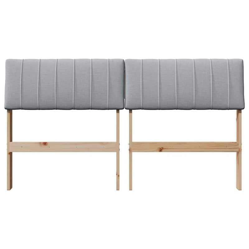 vidaXL Kárpitozott fejtámla Világosszürke 140 cm Tömör fenyőfa