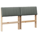 vidaXL Kárpitozott fejtámla Sötétszürke 140 cm Tömör fenyőfa