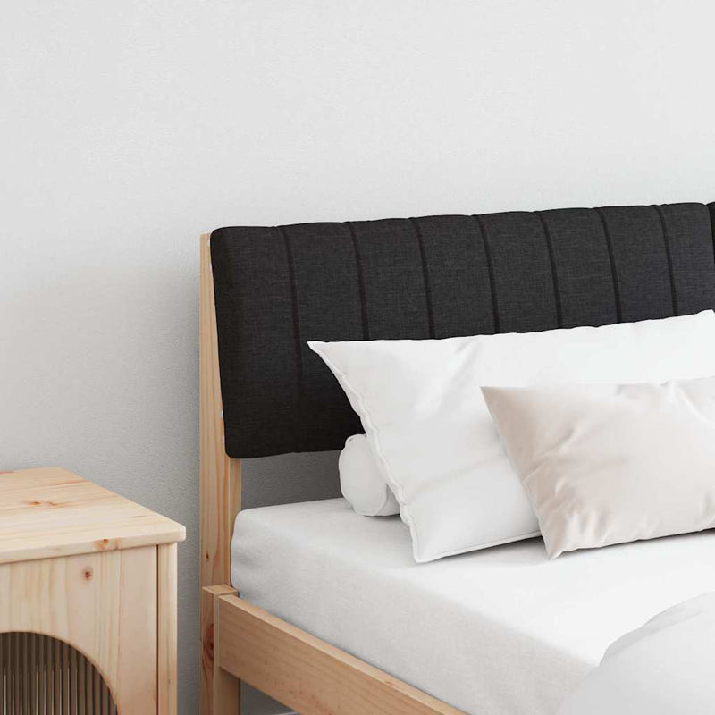 vidaXL Kárpitozott fejtámla Fekete 140 cm Tömör fenyőfa