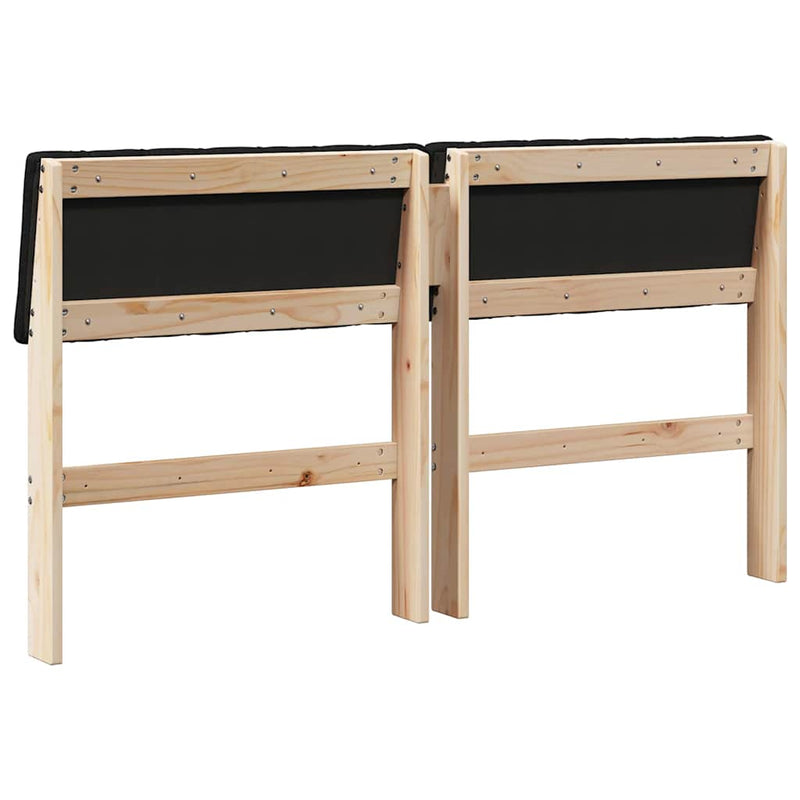 vidaXL Kárpitozott fejtámla Fekete 140 cm Tömör fenyőfa