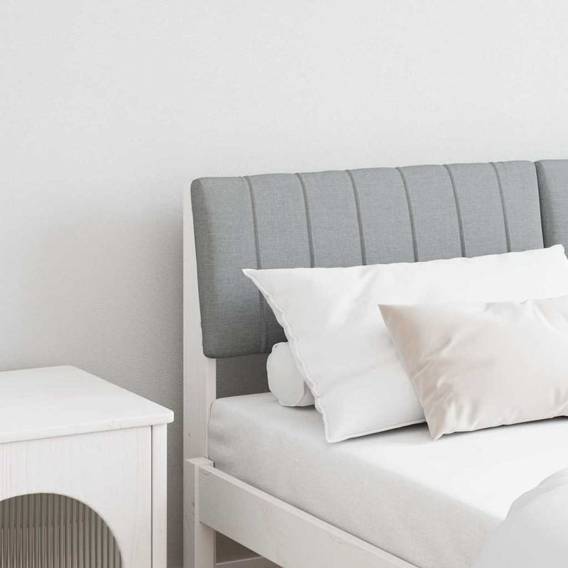 vidaXL Kárpitozott fejtámla Világosszürke 140 cm Tömör fenyőfa