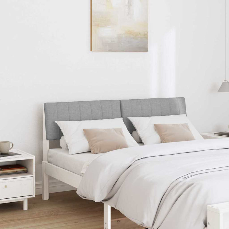 vidaXL Kárpitozott fejtámla Világosszürke 140 cm Tömör fenyőfa