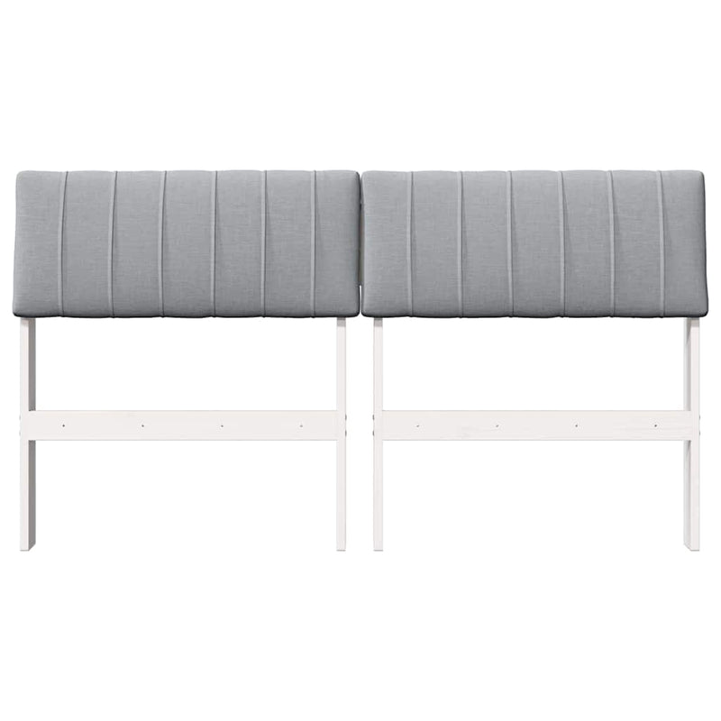 vidaXL Kárpitozott fejtámla Világosszürke 140 cm Tömör fenyőfa