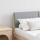 vidaXL Kárpitozott fejtámla Világosszürke 135 cm Tömör fenyőfa